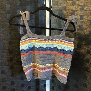 NWOT POL Sweater Tank Charcoal Multi-Colored